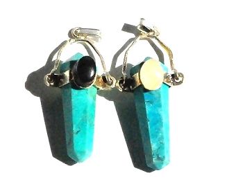 Man Made Turquoise Faceted Point Pendant with Hanging Bail