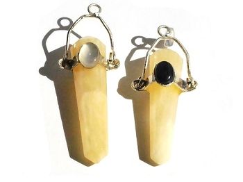Genuine Yellow Jade Faceted Point Pendant with Hanging Bail