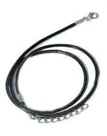 Black Leatherette 18 inch Cord Necklace with an adjustable chain