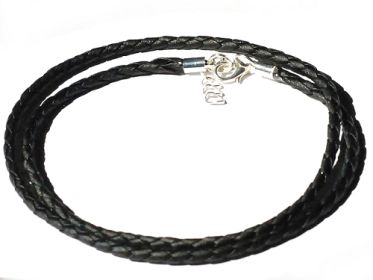 Black Braided Faux Leather 24 Inch 3m Necklace with extender