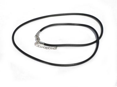 New 2mm 18.5 Black Rubber Necklace with 1.5 Inch Extender