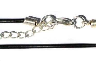 New 20 Inch Black Rubber 1.9mm Necklace with 2 Inch Extender