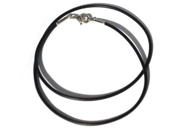 New 18.5 Inch Black Rubber 2mm Necklace with 4mm Jump Ring