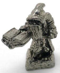 Lead Free Pewter Bearded Wizard Casting a Spell 1 1/8 InchTall
