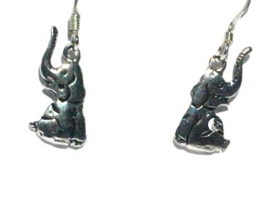Sterling Silver Sitting Elephant Earrings