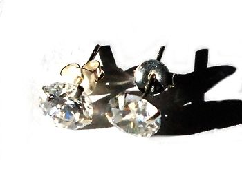 Sterling Silver Clear 7mm CZ Cubic Zirconia Stud Earrings
