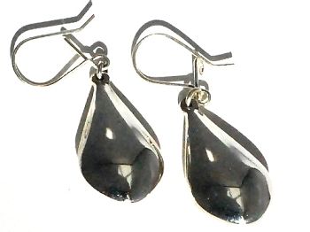 Sterling Silver Puffed Teardrops Dangle Earrings
