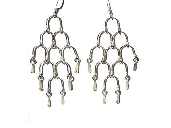 Sterling Silver Loop Water Fall Multi Dangle Earrings