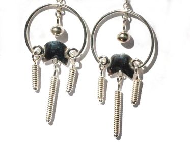 Sterling Silver Hoop With Dangle Resistor Earrings