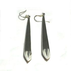 Sterling Silver  Large Smooth Puffed Obelisk Dangle Earrings