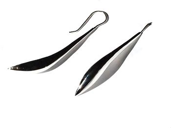 Sterling Silver Long Graceful Curved Dangle Earring