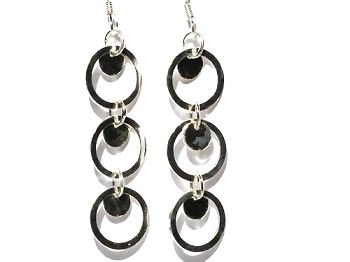Sterling Silver Triple Circle Dangle Earrings