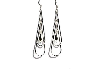 Sterling Silver Double Tear Drop Dangle Earrings