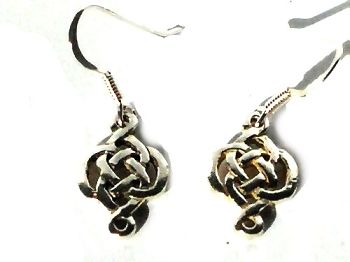 Sterling Silver Celtic Knotwork Drop Dangle Earrings