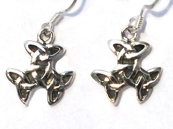 Sterling Silver Celtic Tricep Symbol Riddle Knot Earrings