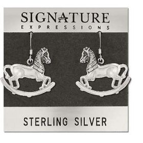 Sterling Silver Rocking Horse Dangle Earrings