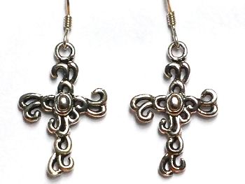 Sterling Silver Filigree Cross Dangle Earring