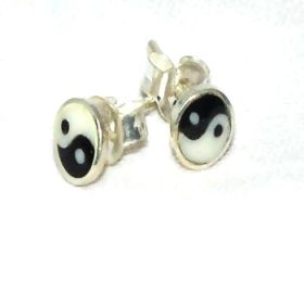 Sterling Silver Yin Yang Stud Earrings