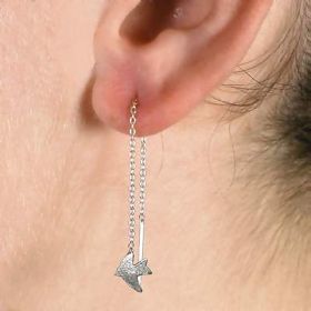 Sterling Silver Dove Of Peace Dangle Pairs Ear Threads