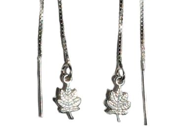 Sterling Silver Leaf Ear Thread Earrings