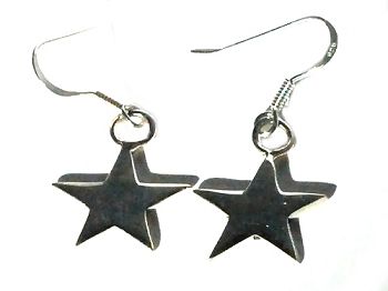Sterling Silver Flat Polished Star Dangle Earring