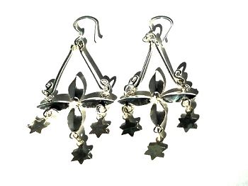 Sterling Silver Cross with Star Dangle Earrings