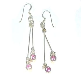 Sterling Silver Round CZ Cubic Zirconium Pin Dangles Earrings