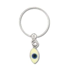 Pair of 925 Sterling Silver Endless loop Earrings with Eye Pendant