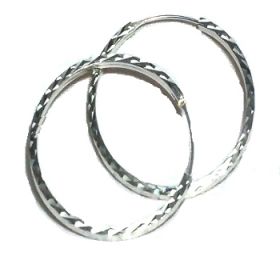 Sterling Silver Medium Diamond Cut Hoop Earrings
