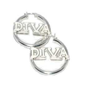 Sterling Silver DIVA Hoop Dangles Earring