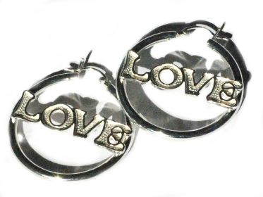 Sterling Silver LOVE Hoop Dangles Earring