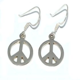 Sterling Silver Peace Sign Dangle Earrings
