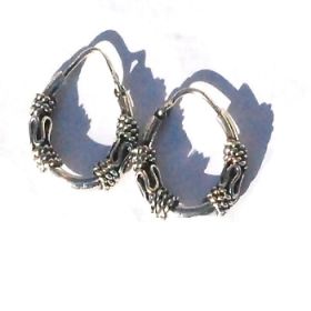 Sterling Silver 18mm Bali Style 4 coils and 2 S waves Hoop Earrings