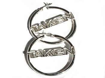 Sterling Silver Wide TAKEN Hoop Earrings