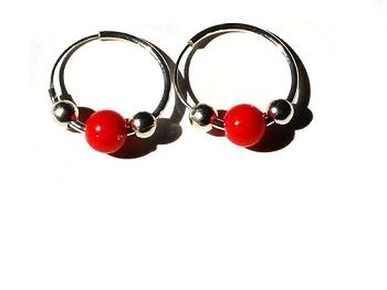 Sterling Silver Colored Sphere Bead 20mm Endless Hoop Earrings