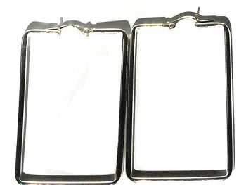 Sterling Silver Rectangular Hoop Earring Pair.