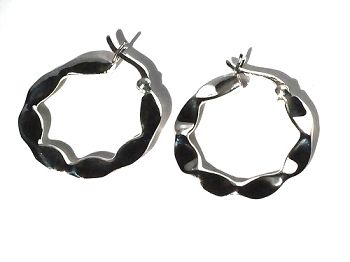 Sterling Silver Twisted Wavy Ribbon Hoop Earrings