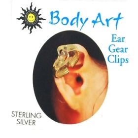 Body Art - Ear Clip - Sterling Silver Vermeil Gold Overlay Ear Cuff