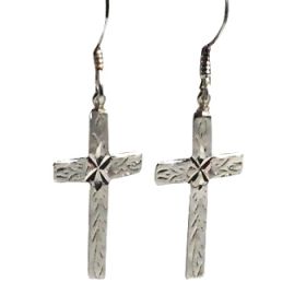 Sterling Silver Dangle Cross Earrings