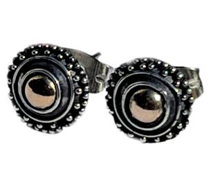 Sterling Silver 8.75 MM Stud Earring with 18k Gold Accent