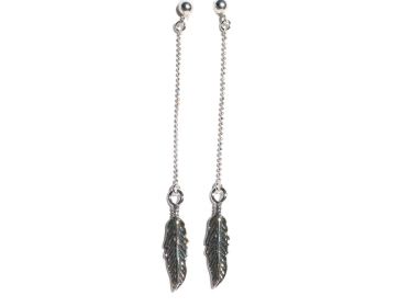 Sterling Silver 2.5 Inches  Dangle Feather Earrings