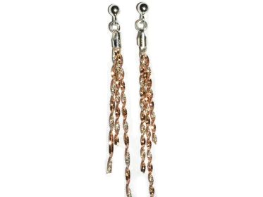 3 Twisted Rose Gold Overlay and Sterling Silver Strands Earrings