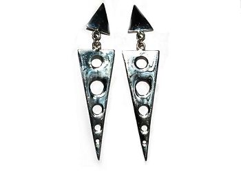 Sterling Silver Long Triangle Geometric Earrings