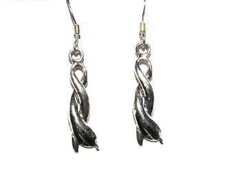 Sterling Silver twisted Dolphin Dangle earrings
