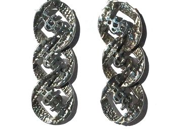 Pair of 925 Sterling Silver Dollar Sign Link Dangle Earrings