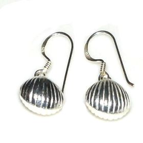 Sterling Silver Puffed SeaShell dangle earrings