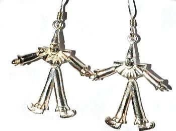 Sterling Silver 3D Movable Clown Dangle Earrings