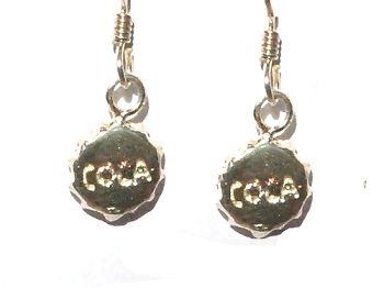 Sterling Silver Coca Bottle Cap Earrings