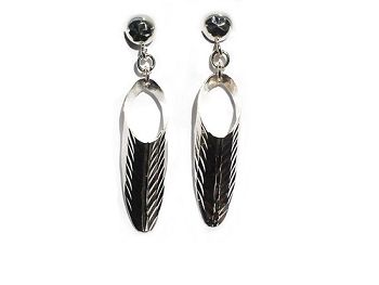 Sterling Silver Diamond cut Half Cone Dangle Post Earring