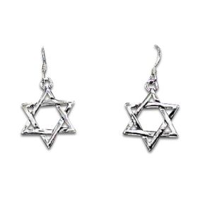 Sterling Silver 6 Point Star of David Dangle Earrings